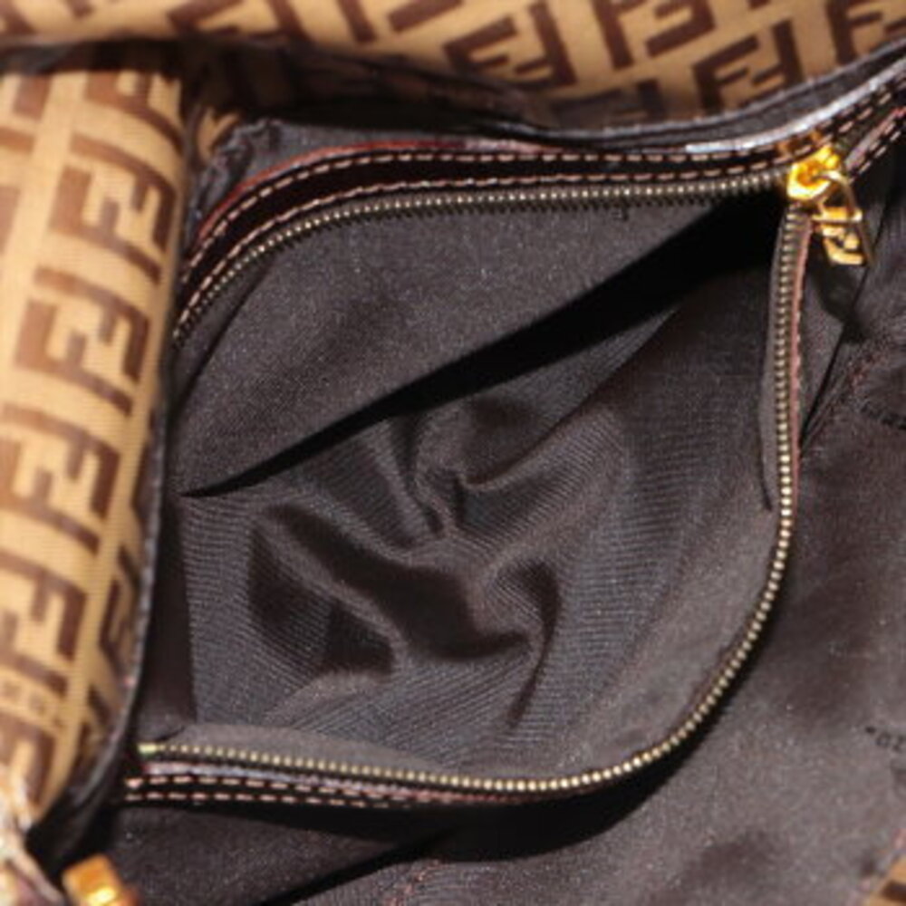 Fendi Zucchino Glitter Mamma Bucket FF hardware leather handbag tote brown - Picture 7 of 14